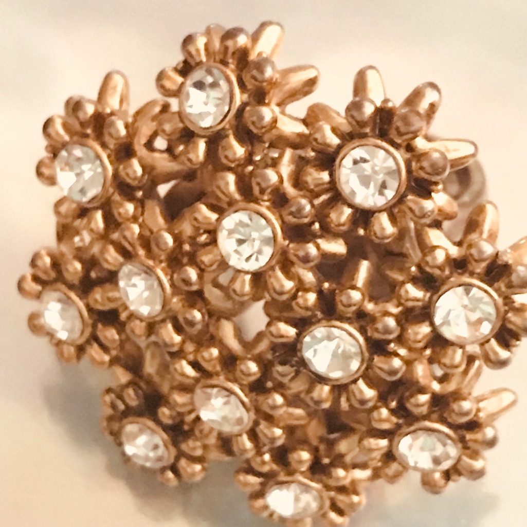 Floral Cluster Ring Crystal Vintage Betsey Johnson
